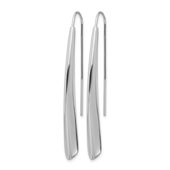 Leslie's Sterling Silver Rhodium-plate Polished Drop Bar Threader Earrings — alternate view
