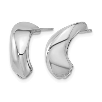 Leslie's Sterling Silver Rhodium-plated Polished J-Hoop Earrings — alternate view