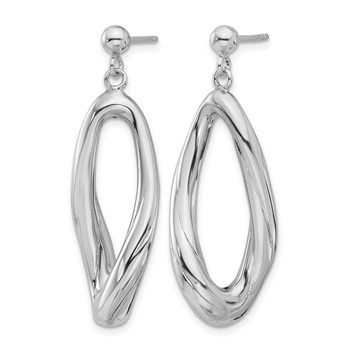 Leslie's Sterling Silver Rhodium-plated Polished Dangle Post Earrings — alternate view