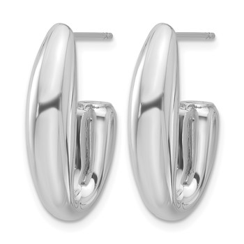 Leslie's Sterling Silver Rhodium-plated Polished J-Hoop Earrings — alternate view