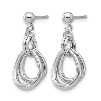 Leslie's Sterling Silver Rhodium-plated Polished Post Dangle Earrings — alternate view