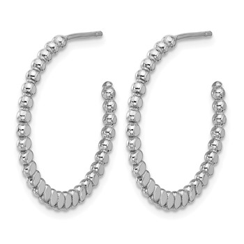 Leslie's Sterling Silver Rhodium-plated Polished J-Hoop Earrings — alternate view