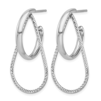 Leslie's Sterling Silver Rh-plated Polished and Diamond-cut  Dangle Earring — alternate view