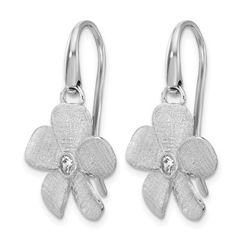 Leslie's SS RH-plat Radiant Essence Pol/Scratch CZ Flower Earrings — alternate view