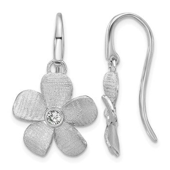 Leslie's SS RH-plat Radiant Essence Pol/Scratch CZ Flower Earrings