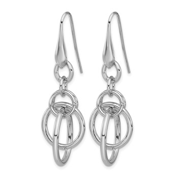 Leslie's Sterling Silver Rhodium-plated Polished Circle Dangle Earrings — alternate view