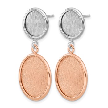 Leslie's SS Rhodium/Rose-tone Radiant Essence Polished/Scratch Earrings — alternate view