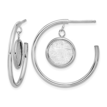 Leslie's Sterling Silver Rh-plated Radiant Essence Polished/Scratch Earring