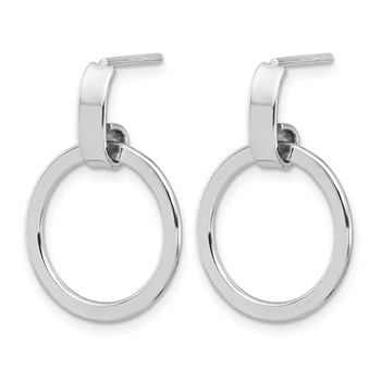 Leslie's Sterling Silver Rhodium-plated Polished Circle Dangle Earrings — alternate view
