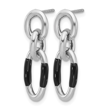Leslie's Sterling Silver Rhodium-plated with Enamel Dangle Post Earrings — alternate view