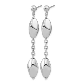 Leslie's Sterling Silver Rhodium-plated Polished Post Dangle Earrings — alternate view