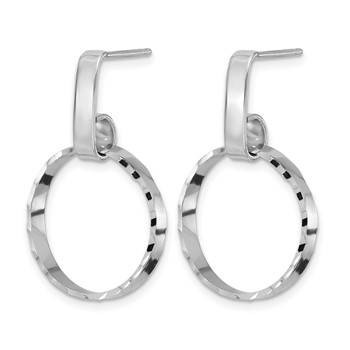 Leslie's Sterling Silver Rhodium-plated D/C Circles Post Dangle Earrings — alternate view
