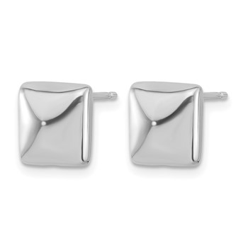 Leslie's Sterling Silver Rh-plat Polished Hollow Puffed Square Post Earring — alternate view