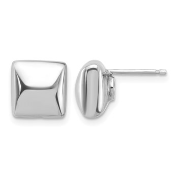 Leslie's Sterling Silver Rh-plat Polished Hollow Puffed Square Post Earring