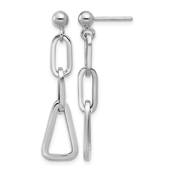 Leslie's Sterling Silver RH-plate Geometric Link Dangle Post Earrings