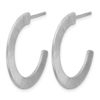 Leslie's Sterling Silver RH-plated Scratch Finish J-Hoop Post Earrings — alternate view