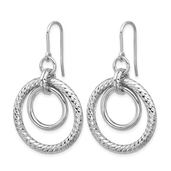 Leslie's Sterling Silver RH-pl Polish/Dia-cut Circles Dangle Earrings — alternate view