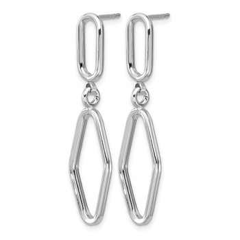 Leslie's Sterling Silver RH-plat Polish Geometric Dangle Post Earrings — alternate view