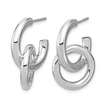 Leslie's Sterling Silver RH-plated Polished Circle Drop Post Earrings — alternate view