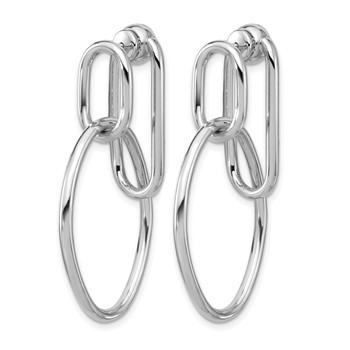 Leslie's SS RH-plated Polished Front/Back Oval Dangle Post Earrings — alternate view