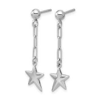 Leslie's SS RH-plated Polished Star Link Dangle Post Earrings — alternate view