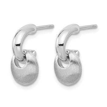 Leslie's Sterling Silver RH-plat Polish/Brush Dangle Post Earrings — alternate view