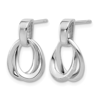 Leslie's SS RH-plated Polished/Brushed Ovals Dangle Post Earrings — alternate view