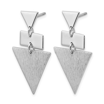 Leslie's SS RH-plated Polish/Brushed Geometric Dangle Post Earrings — alternate view