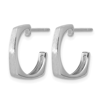 Leslie's SS RH-plated Polished/Brushed Square J-Hoop Post Earrings — alternate view