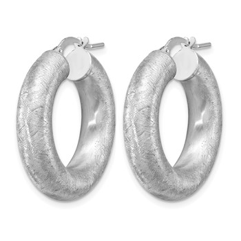 Leslie's Sterling Silver RH-plated Radiant Essence Hoop Earrings — alternate view