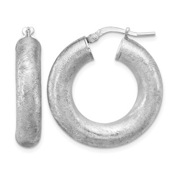 Leslie's Sterling Silver RH-plated Radiant Essence Hoop Earrings