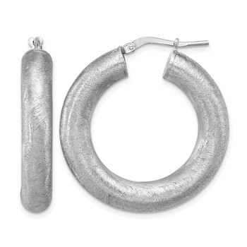 Leslie's Sterling Silver RH-plated Radiant Essence Hoop Earrings