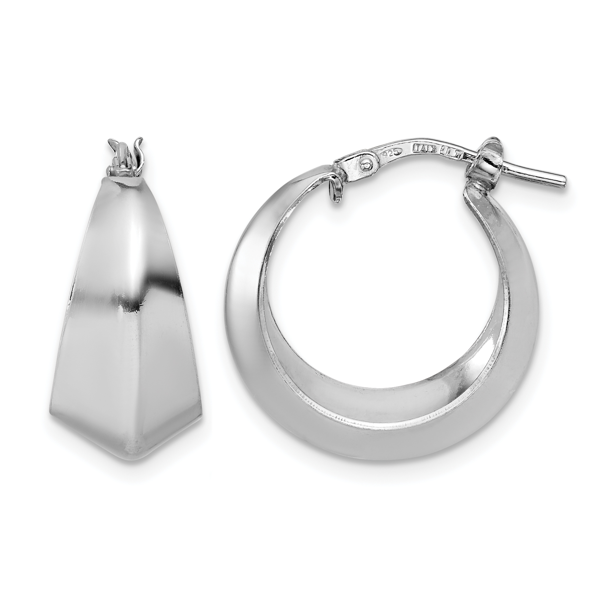 Leslie's Sterling Silver RH-plated Polished Graduated Hoop Earrings