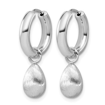 Leslie's SS RH-plat Polish/Brushed Teardrop Huggie Hoop Earrings — alternate view