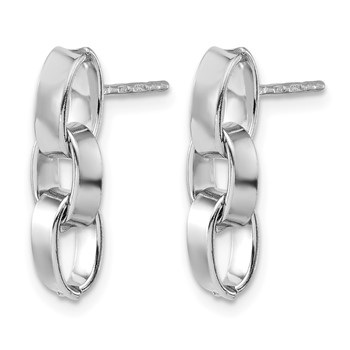 Leslie's Sterling Silver RH-plated Polished 3-Link Dangle Post Earrings — alternate view