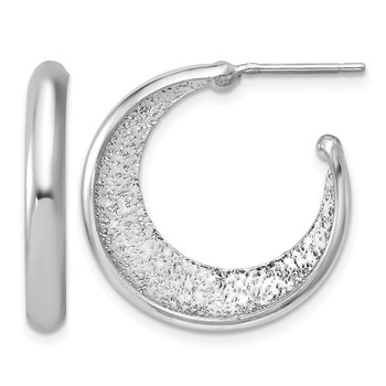 Leslie's SS RH-plt Radiant Essence Polish/Textured Post J-Hoop Earrings