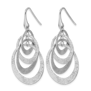 Leslie's SS RH-plated Radiant Essence Polished/Textured Dangle Earrings — alternate view