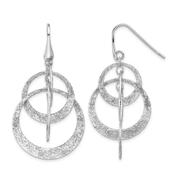 Leslie's SS RH-plated Radiant Essence Polished/Textured Dangle Earrings