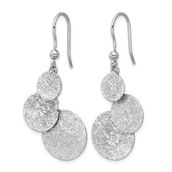 Leslie's SS RH-plated Radiant Essence Textured Circles Dangle Earrings — alternate view