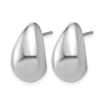 Leslie's Sterling Silver RH-plat Polished Puff Teardrop Post Earrings — alternate view