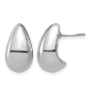 Leslie's Sterling Silver RH-plat Polished Puff Teardrop Post Earrings