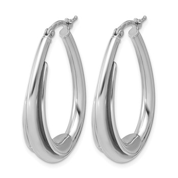 Leslie's Sterling Silver RH-plated Polished Fancy Oval Hoop Earrings — alternate view