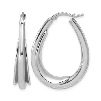 Leslie's Sterling Silver RH-plated Polished Fancy Oval Hoop Earrings