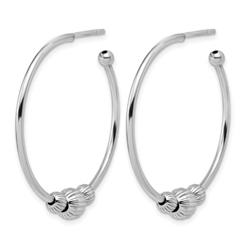 Leslie's Sterling Silver Rhodium-Plated with Beads Post Hoop Earrings — alternate view