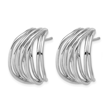 Leslie's Sterling Silver Rh-Plated Polished C-Hoop Post Earrings — alternate view