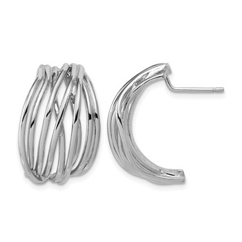 Leslie's Sterling Silver Rh-Plated Polished C-Hoop Post Earrings