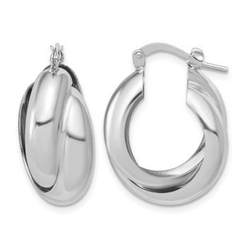 Leslie's Sterling Silver Rhodium-Plated Polished Twisted Hoop Earrings