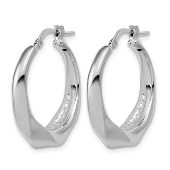 Leslie's Sterling Silver RH-plated Polished Twisted Hollow Hoop Earrings — alternate view