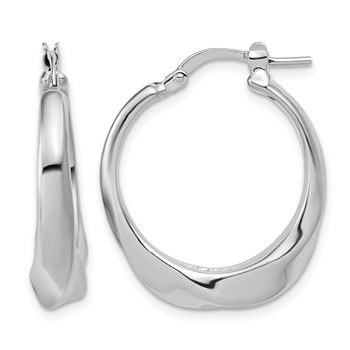 Leslie's Sterling Silver RH-plated Polished Twisted Hollow Hoop Earrings