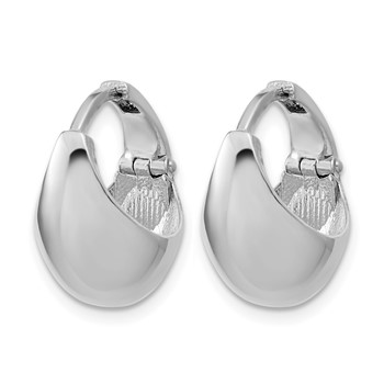 Leslie's Sterling Silver RH-Plated Polished Hinged Huggie Hoop Earrings — alternate view